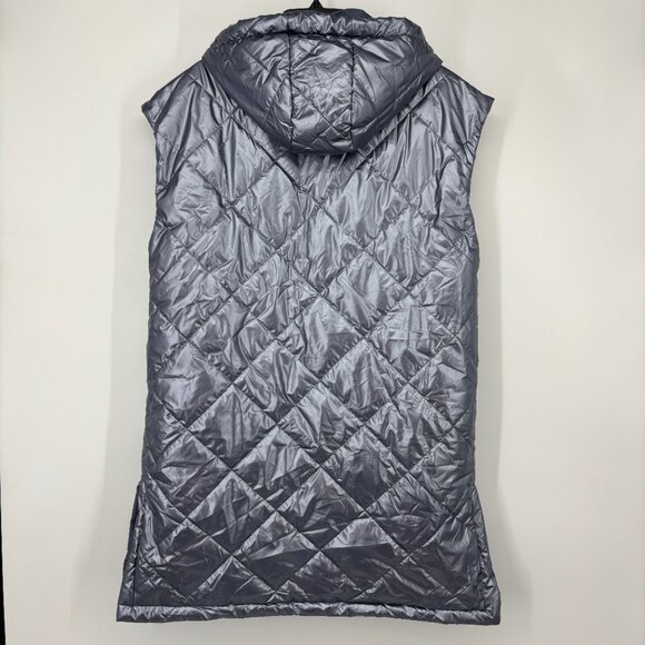 White Mark Womens Plus Size Metallic Diamond Puffer Vest Denim Slate Size 1X NWT - Picture 3 of 5